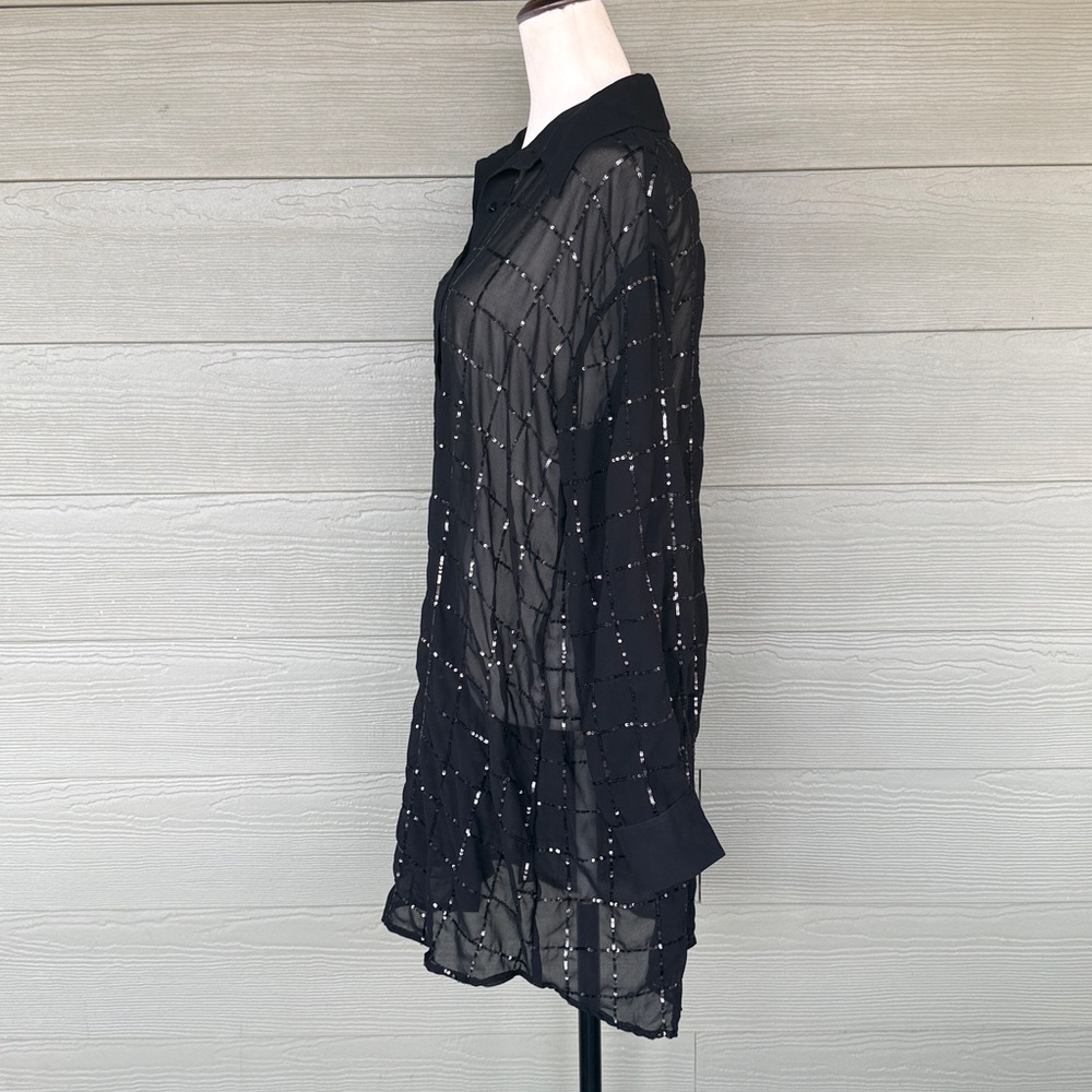 Rinku Dalamal for Anthropologie Sequin Button Down Shirt Dress - Missing Slip! - Picture 6 of 11